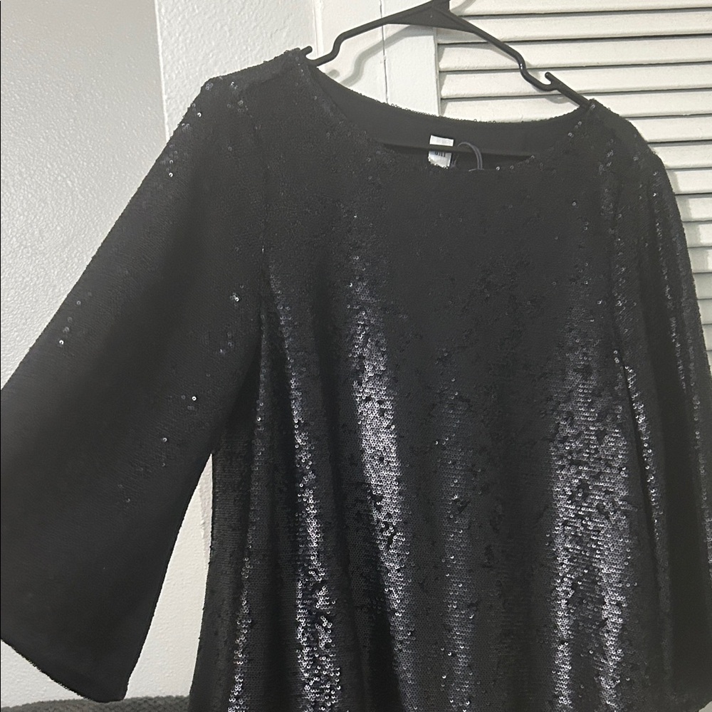 GAP Black Sequin Blouse